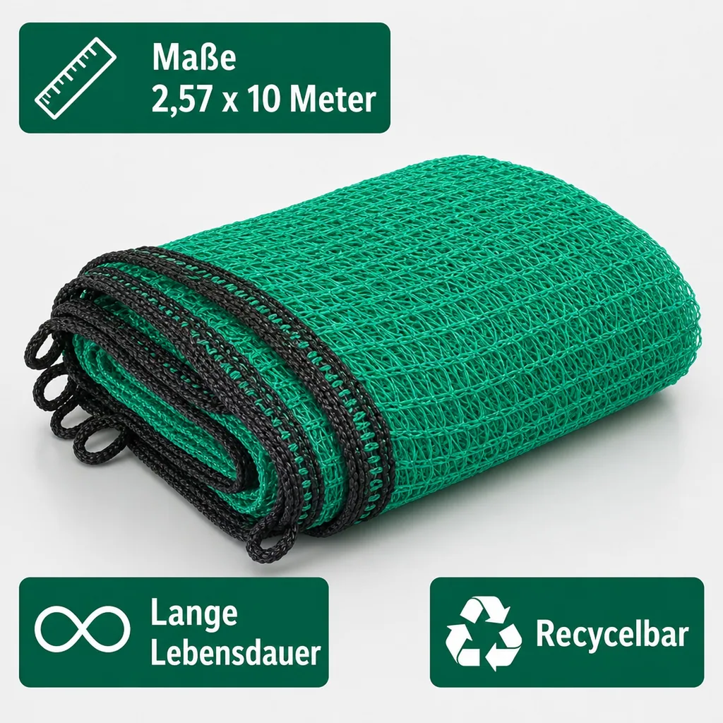 Gerüstschutznetz, Baugerüstnetz, 2,57 x 10 m, grün, 50 g/m², reißfest und wetterfest