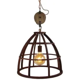 Hängelampe Matrix XL oxidationbrun Holz einstellbar 60W Ø 48m