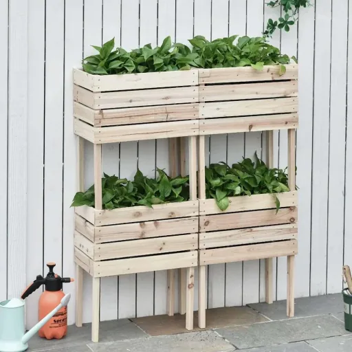 Hochbeet aus Tannenholz, 4-teilig Natur