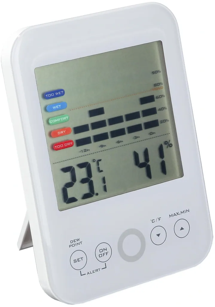 2 in1 Digitales Hygro- und Thermometer mit Schimmelalarm, Weiß