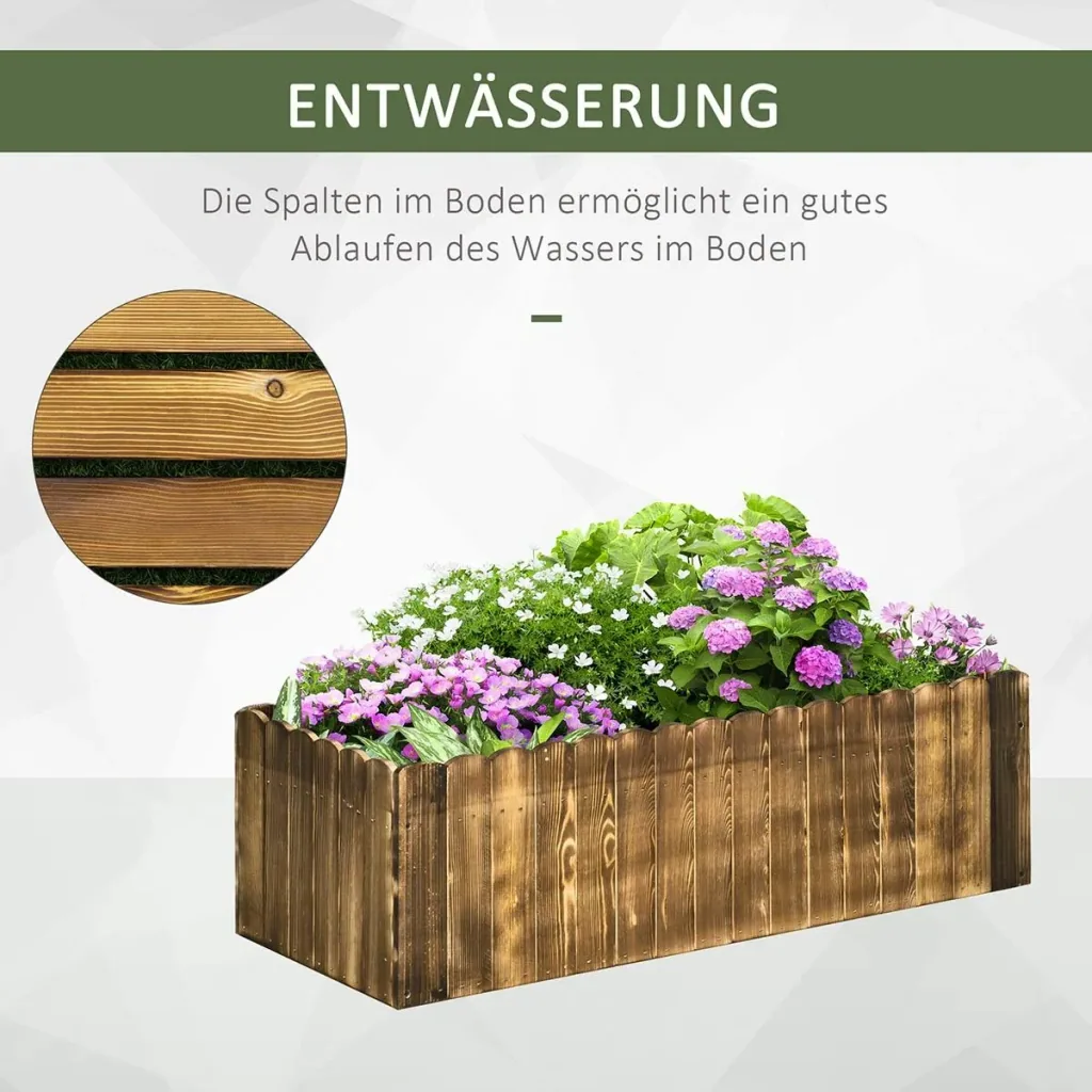 Hochbeet Pflanzkasten Kräuterbeet Pflanzbeet Gemüse Blumenbeet Blumenkasten Tannenholz 100 x 40 x 30 cm