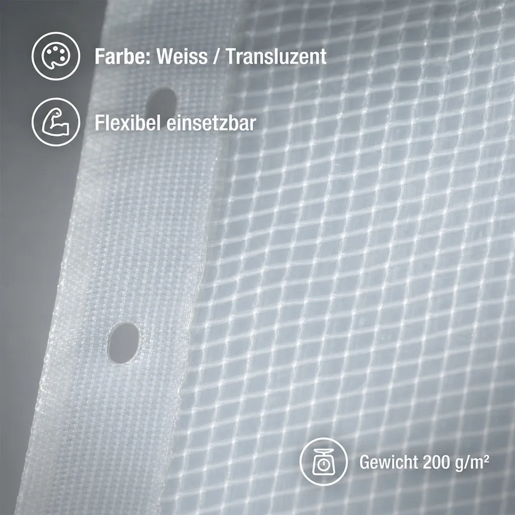 Gitterplane für Gerüste 2,20 x 20 m 200 g/m² Weiss/Transluzent