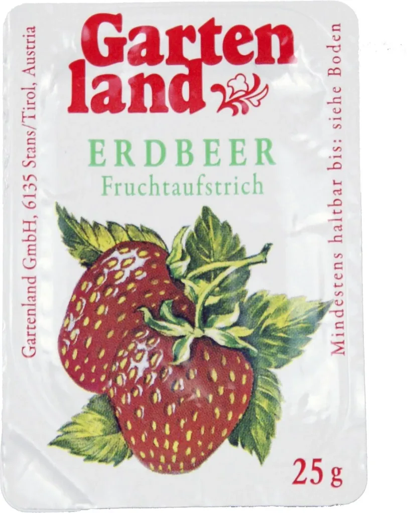 Marmeladentopf mit Deckel und Löffel, 10 Portionspackungen Fruchtaufstrich á 25 g, 250 g