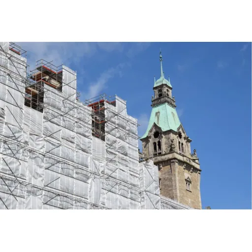 Gerüstplane, Bauplane 1,70 x 20m, 200g/m², Weiss Transluzent