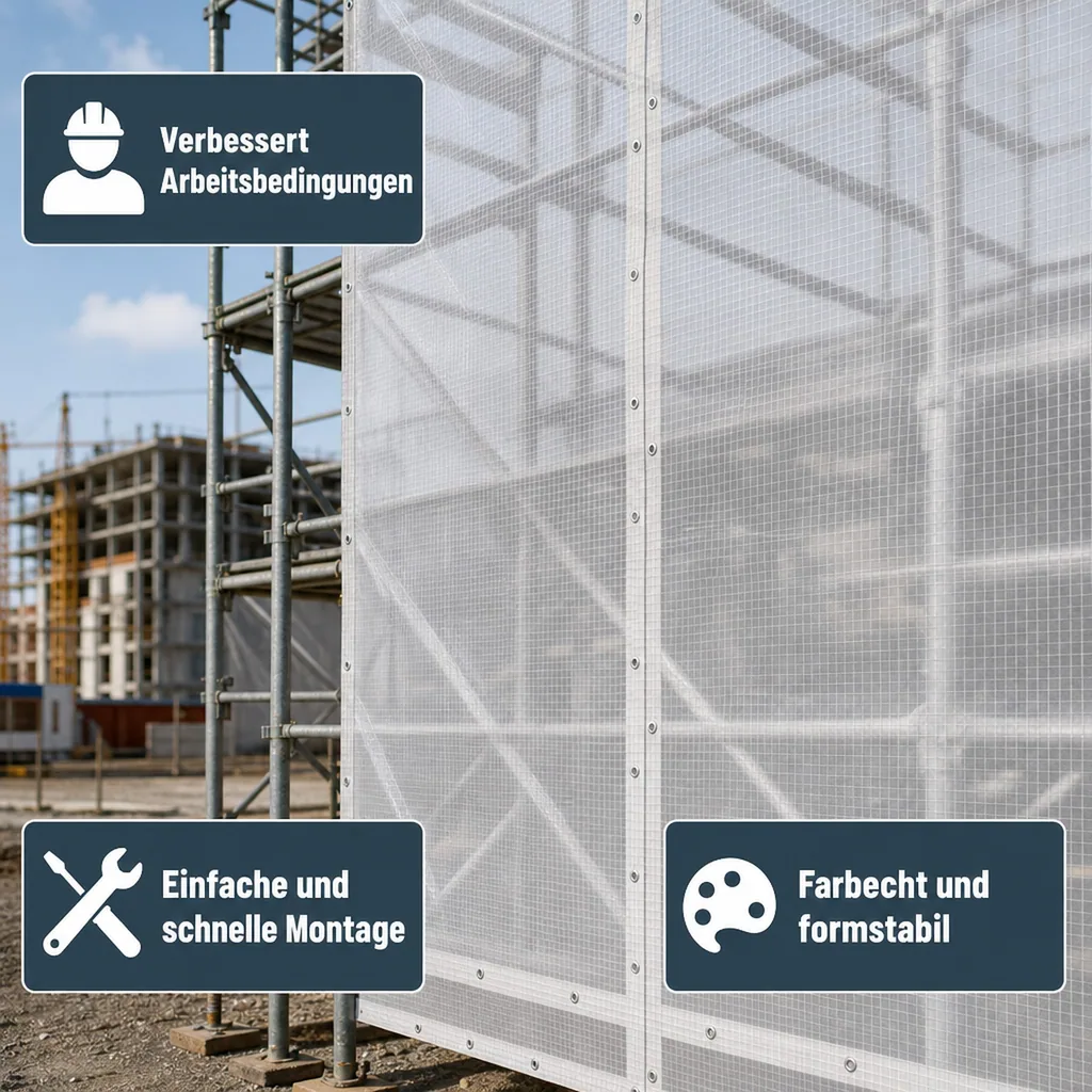 Gerüstplane, Bauplane 1,70 x 20m, 200g/m², Weiss Transluzent
