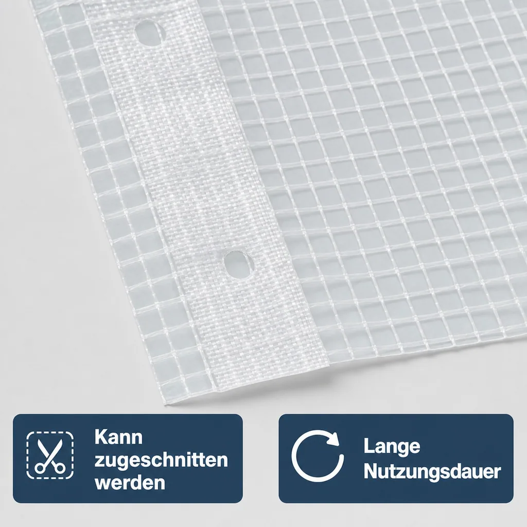 Gerüstplane, Bauplane 1,70 x 20m, 200g/m², Weiss Transluzent