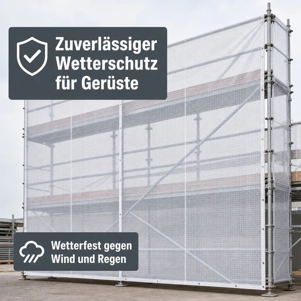 Gerüstplane, Gitterplane 1,10x20m, 200g/m², Weiss Transluzent, Reißfest, Wetterfest