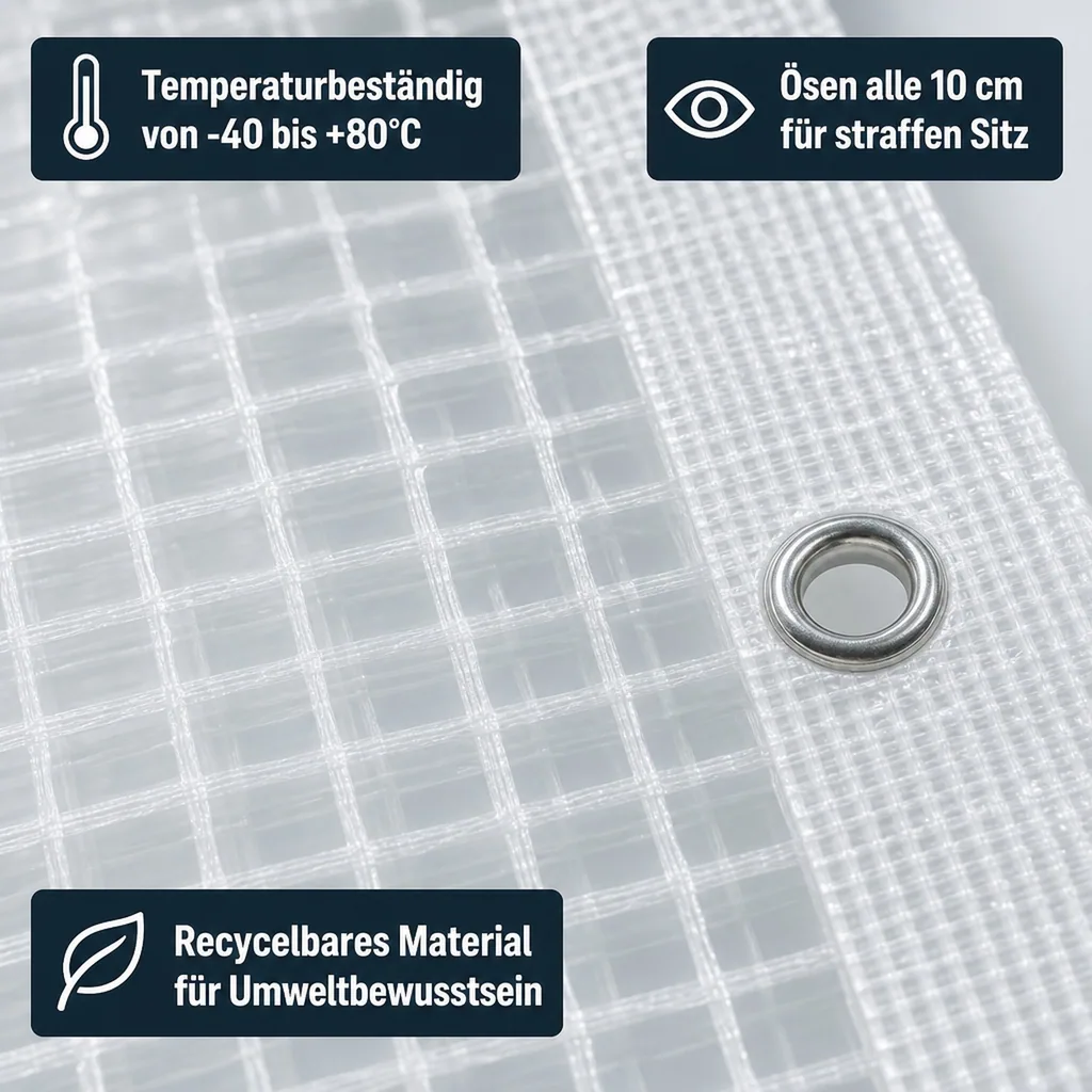 Gerüstplane, Gitterplane 1,10x20m, 200g/m², Weiss Transluzent, Reißfest, Wetterfest