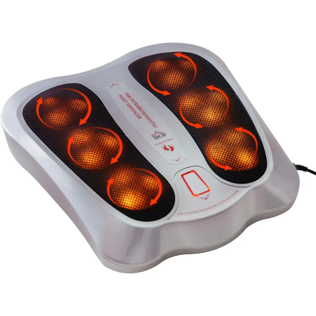 Shiatsu Fußmassagegerät Elektrisch Wärmefunktion Reflexzonenmassage Fußmassage 2 Modi Silber