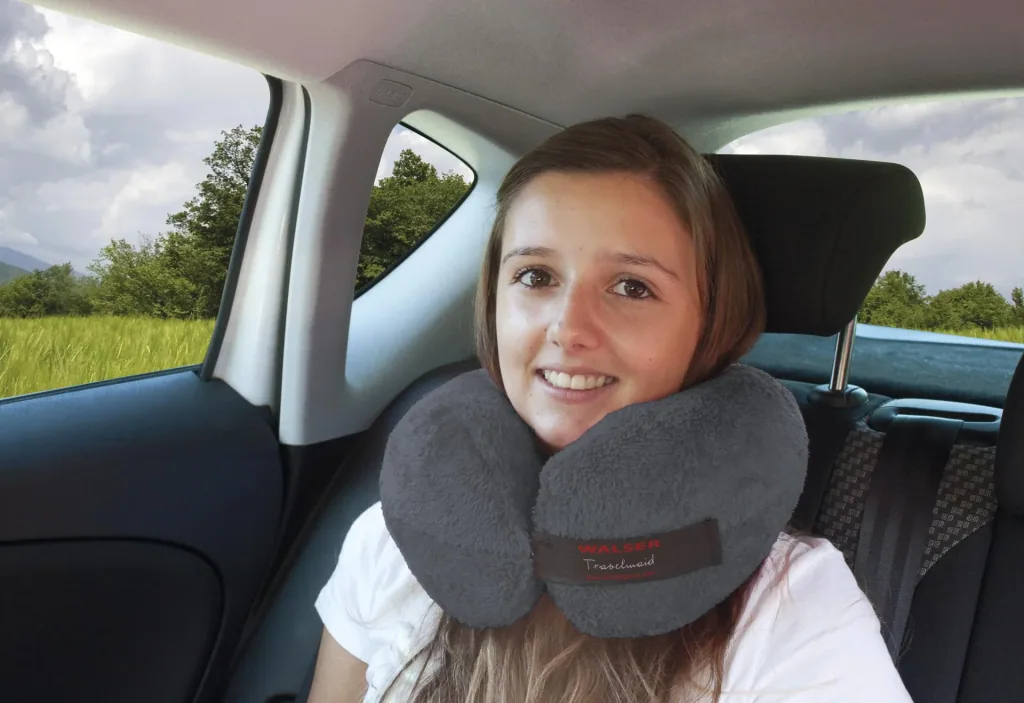 Nackenrolle/Reisekissen "Travelmaid" aus weichem Fleece - anthrazit