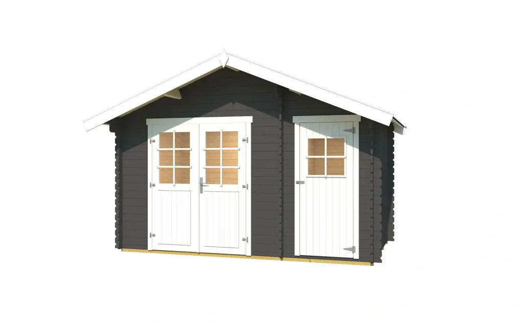 Gartenhaus 253 Gr.1 420 x 260 x 270 cm graphitgrau, 28 mm, Doppeltür, mit 2. Raum Einzeltür
