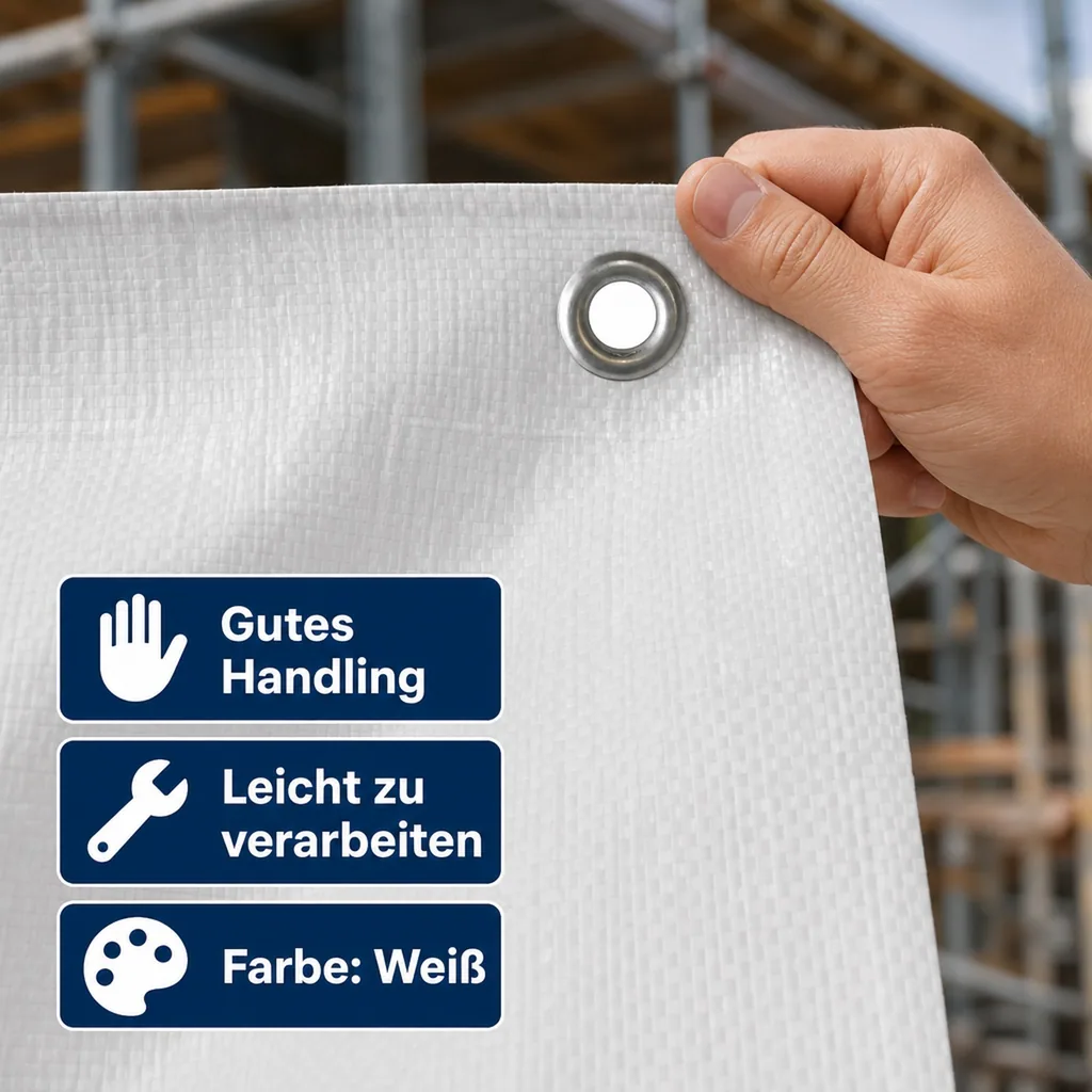 Gerüstplane 3,10 x 20 m, 150 g/m², weiß, Bauplane, Abdeckplane