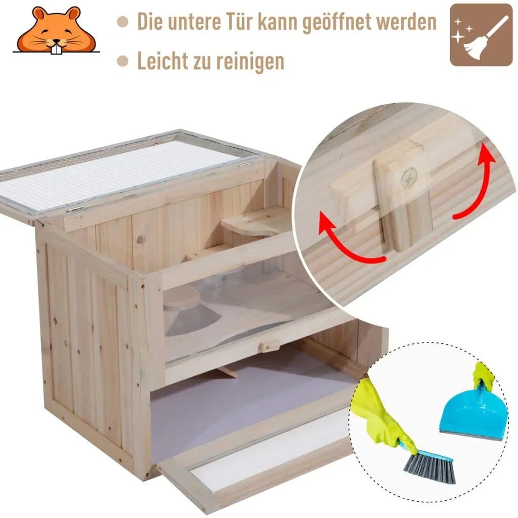 Nagerkäfig mit aufklappbarem Dach natur