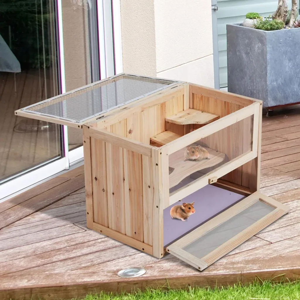 Nagerkäfig mit aufklappbarem Dach natur