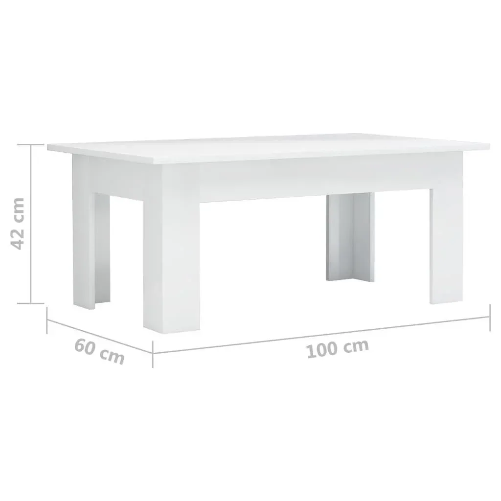 Couchtisch 100x60x42 cm Hochglanz-Spanplatte weiß
