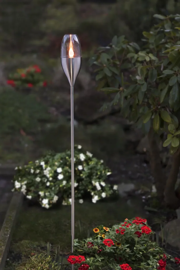Solar Garten Stableuchte mit flackernder bernsteinfarbender LED, zusammensteckbar