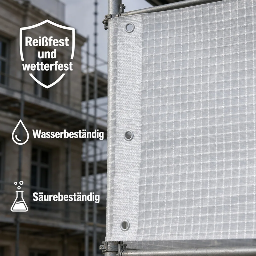 Gitterplane für Gerüste 4,10 x 20 m 200 g/m² Weiss/Transluzent