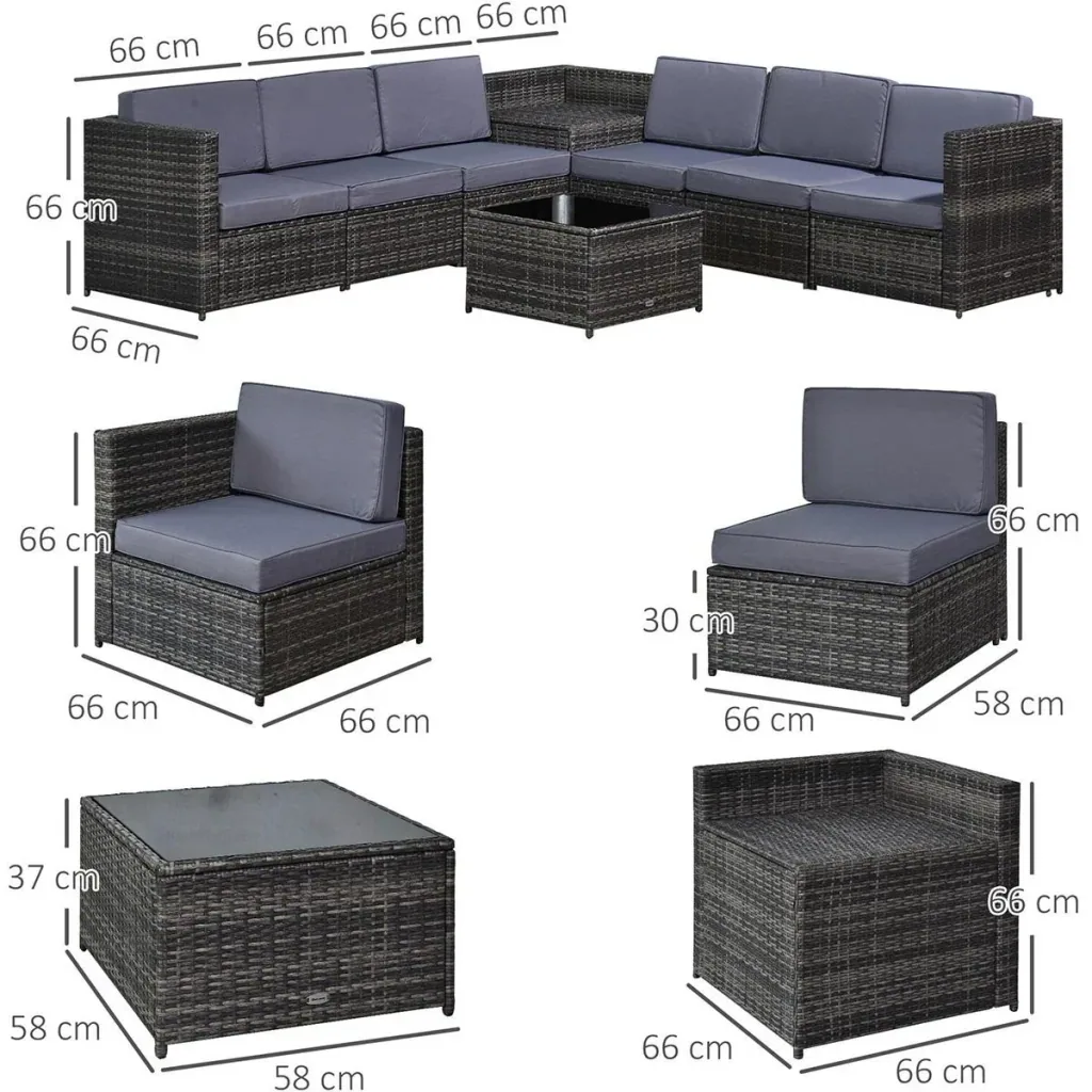Polyrattan Lounge Set 8-teilig inkl. Kissen