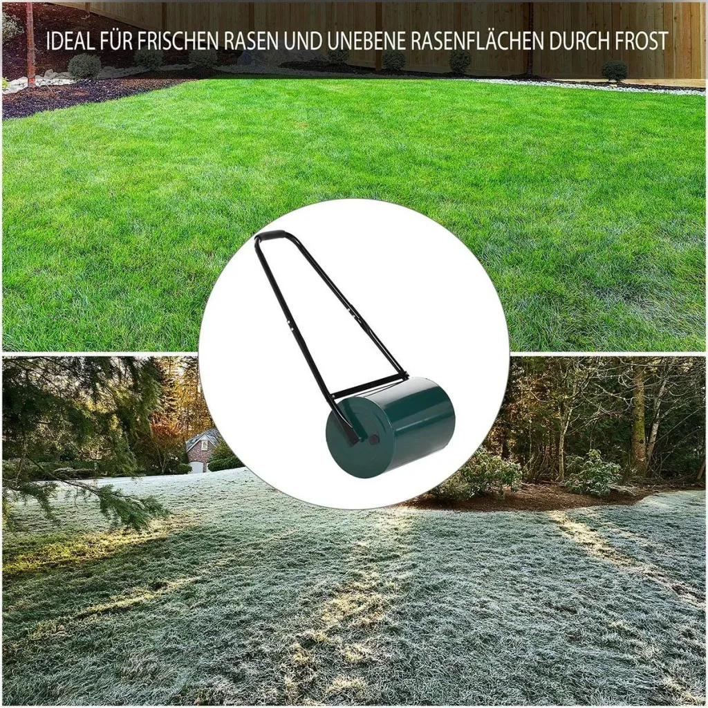 Rasenwalze mit U-Griff Gartenwalze Gartenrolle 30 cm Durchmesser 30 L Wasser-/Sandfüllung 41 cm Arbeitsbreite Metall Grü