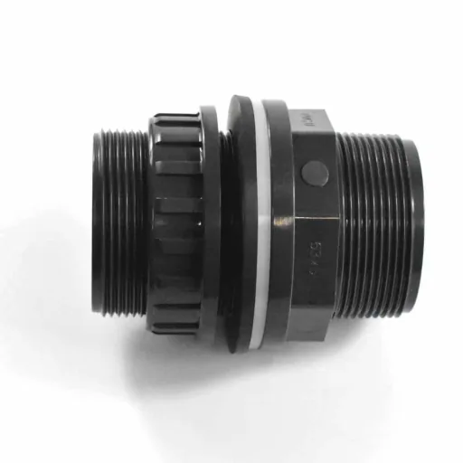 PVC Durchführung, Klebemuffe, Außengewinde, PN10, Grau