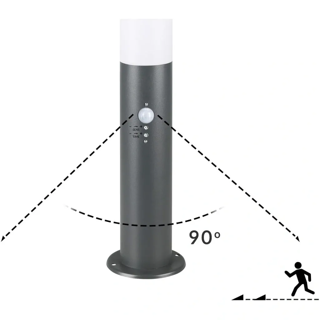Wegbeleuchtung - Außenbeleuchtung - Außenbeleuchtung - Edelstahl - Mit Sensor -48 x 12 cm - Anthrazit