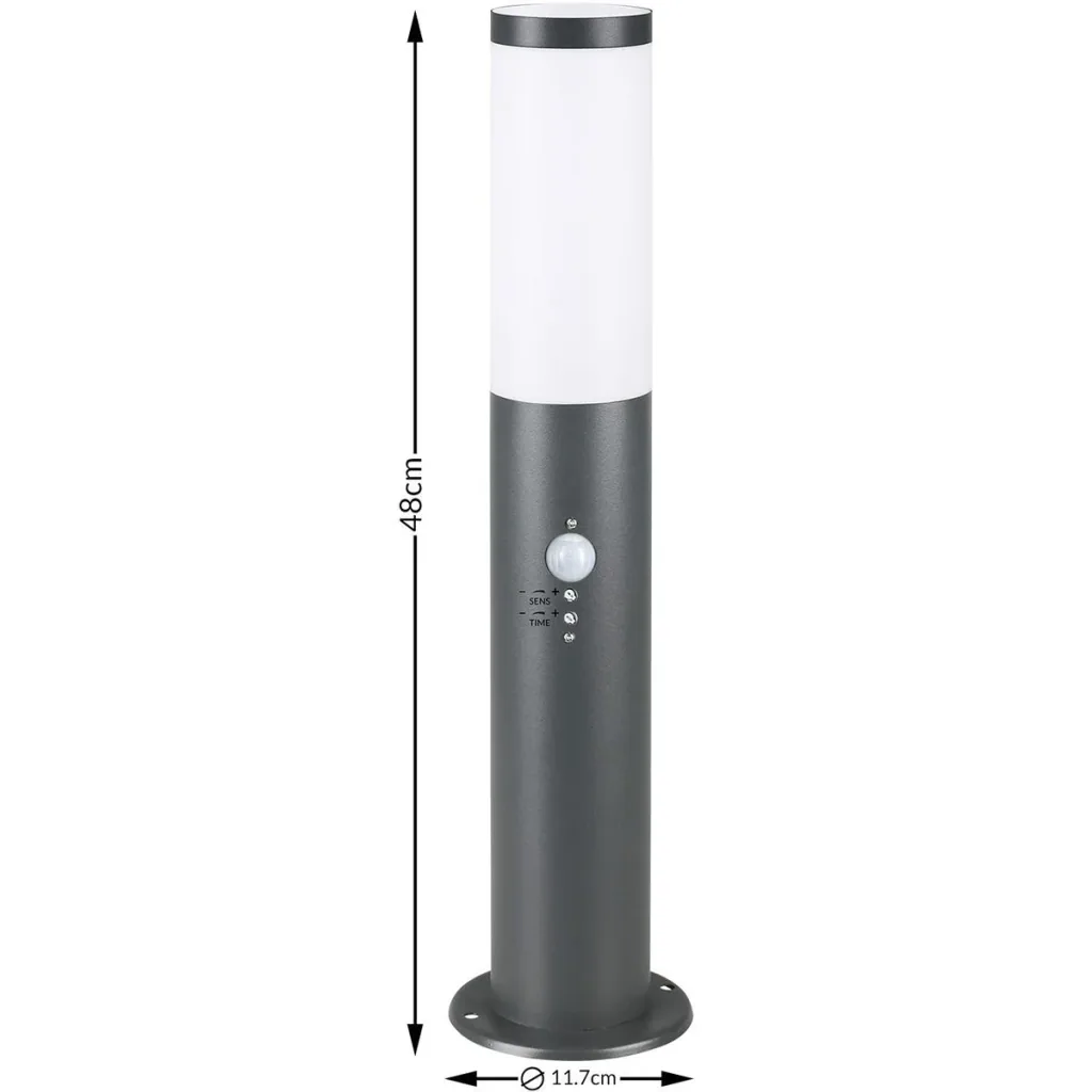 Wegbeleuchtung - Außenbeleuchtung - Außenbeleuchtung - Edelstahl - Mit Sensor -48 x 12 cm - Anthrazit