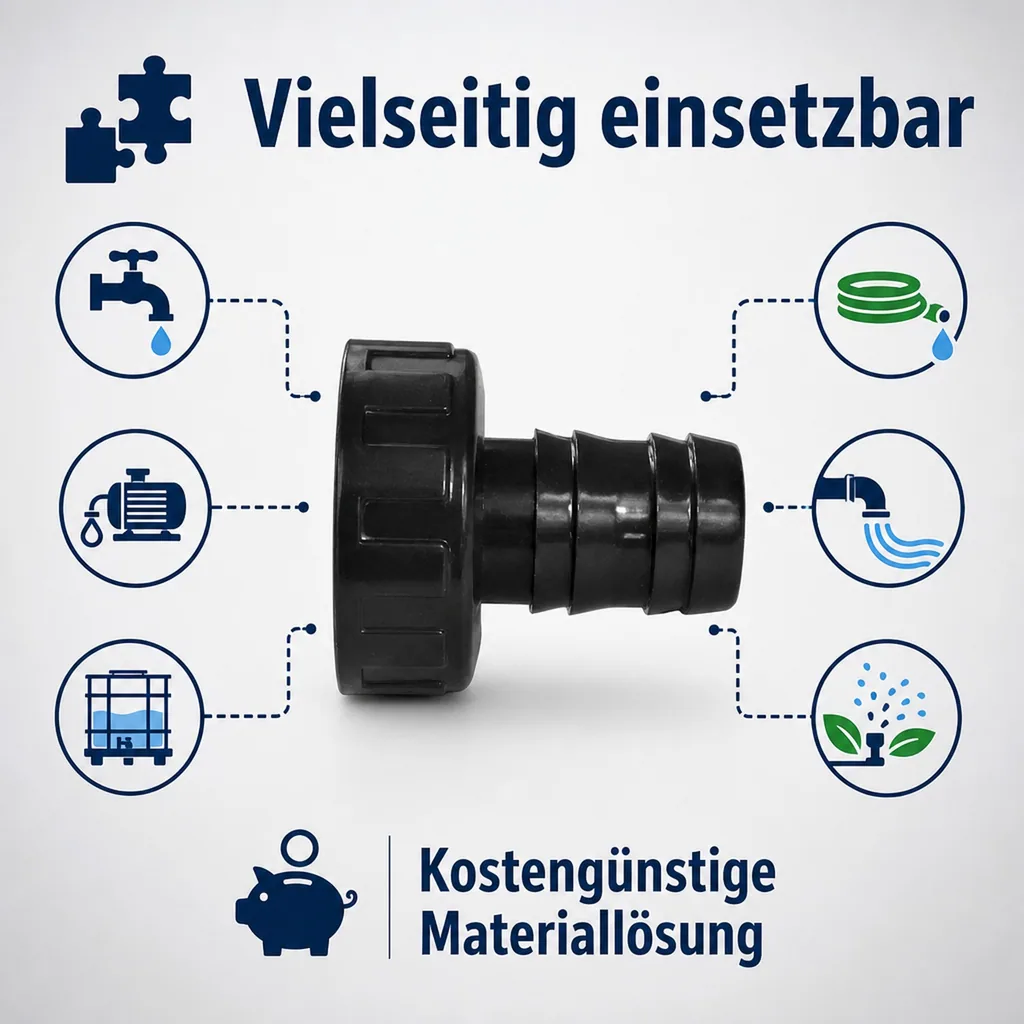 Schlauchtülle 1 1 4 zoll, PVC Schlauchtülle mit Überwurfmutter, Schlauchanschluss