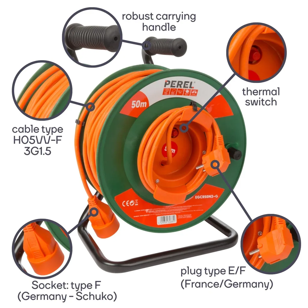 Gartenhaspel 50 m 3G1.5 Schuko