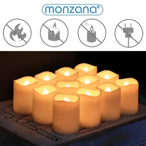 12 LED-Wachskerzen weiß mit Batterie
