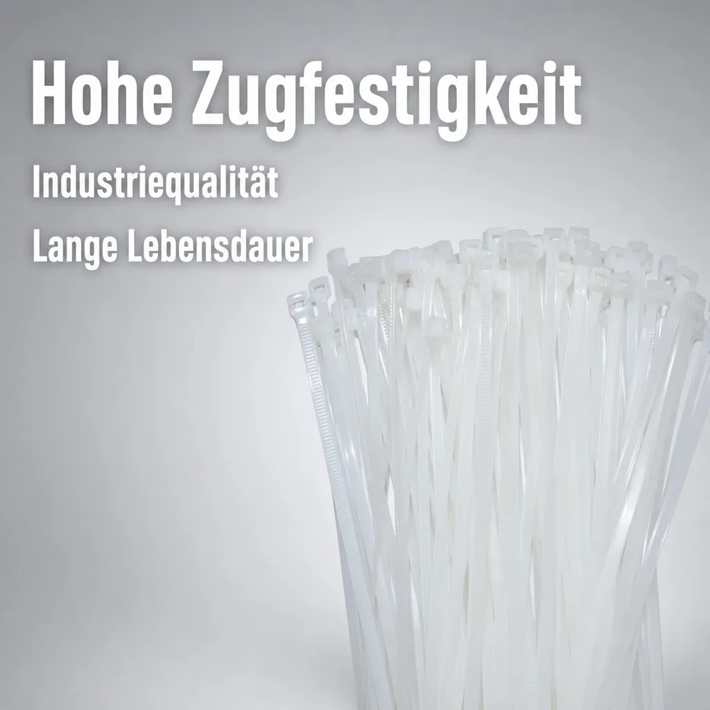 Kabelbinder, 100 Stück, 530x4,8mm natur, PA6.6, Industriequalität