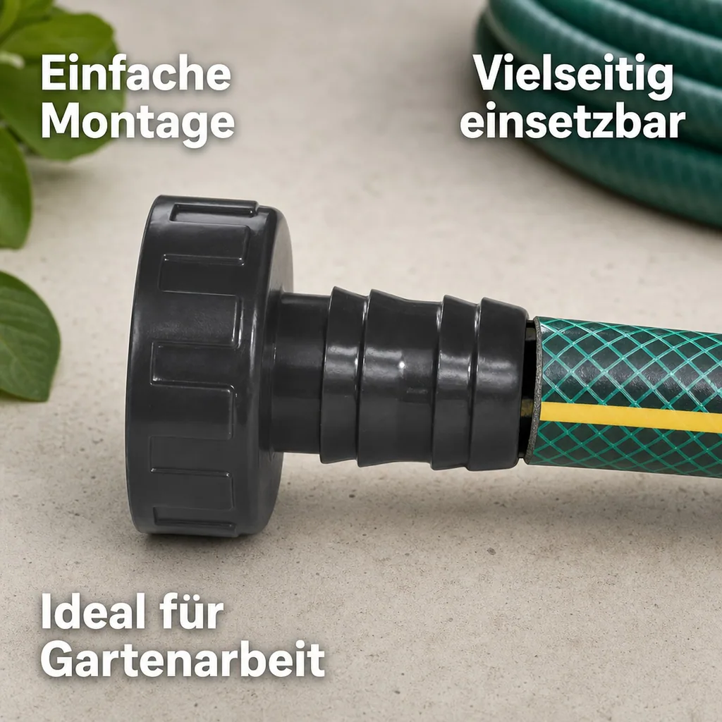 Schlauchtülle 38mm, PVC mit Überwurfmutter, 2 Zoll, Schlauchverbinder