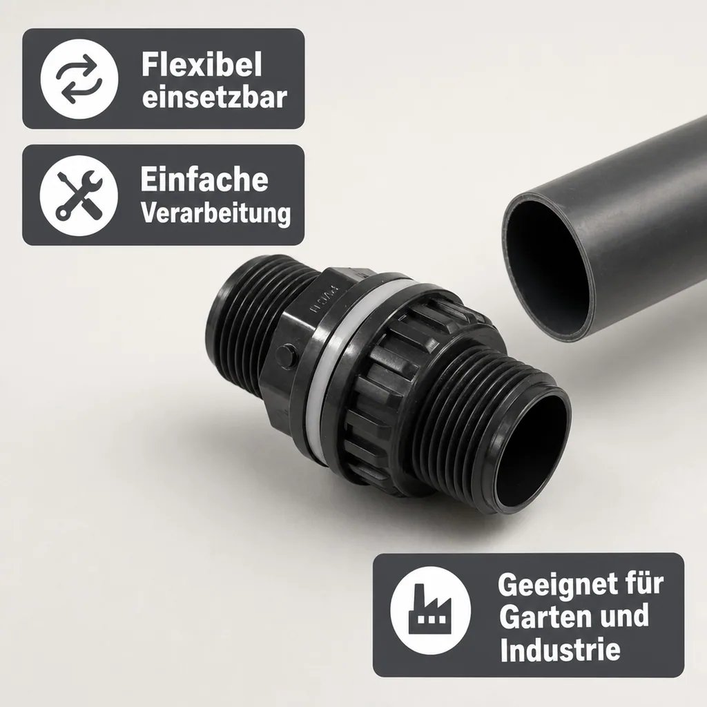 PVC Durchführung Klebemuffe, 25mm, 1 Zoll, PN10