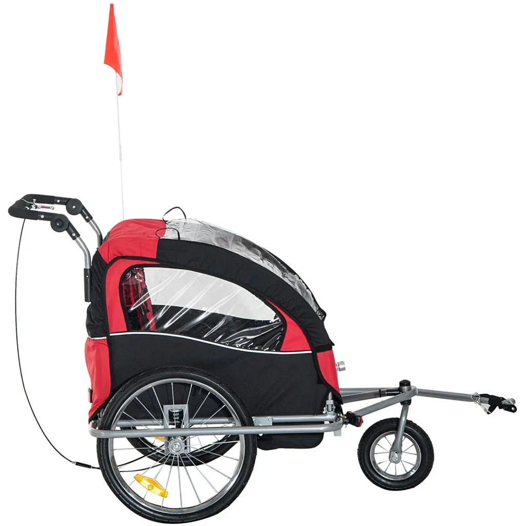 Fahrradanhänger Kinder Rot-Schwarz 2 in 1 Jogger