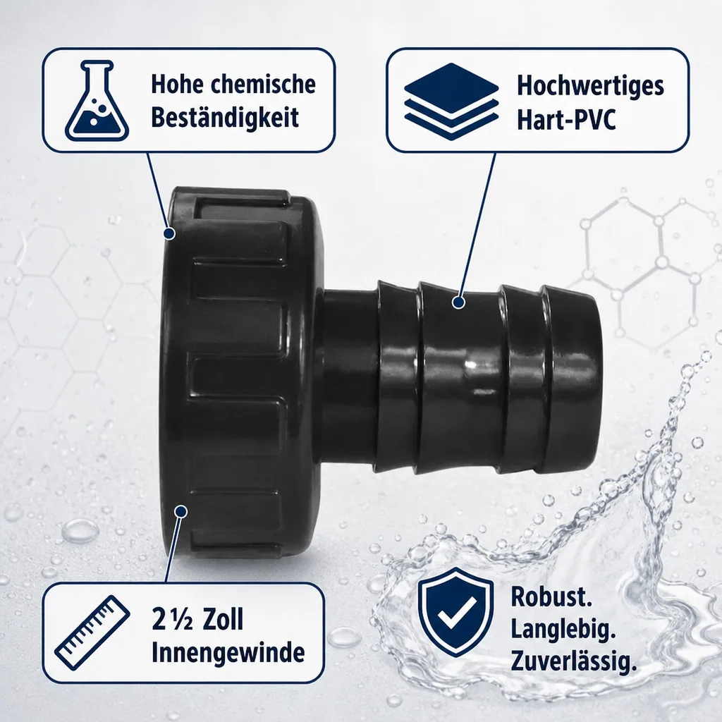 PVC Schlauchtülle mit Überwurfmutter, 2½" IG, 60 mm