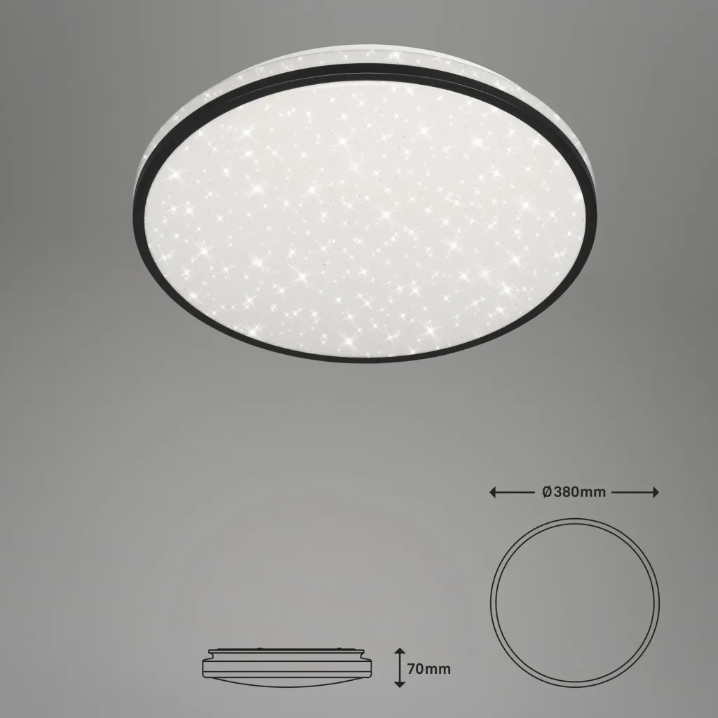 LED Deckenleuchte mit Sternendekor, rund, Ø 38, CCT, 24 Watt, schwarz