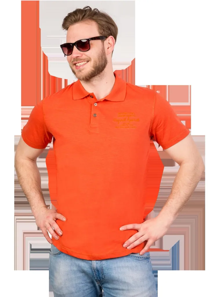 Poloshirt mit Knopfleiste, Farbe terra, Gr. M