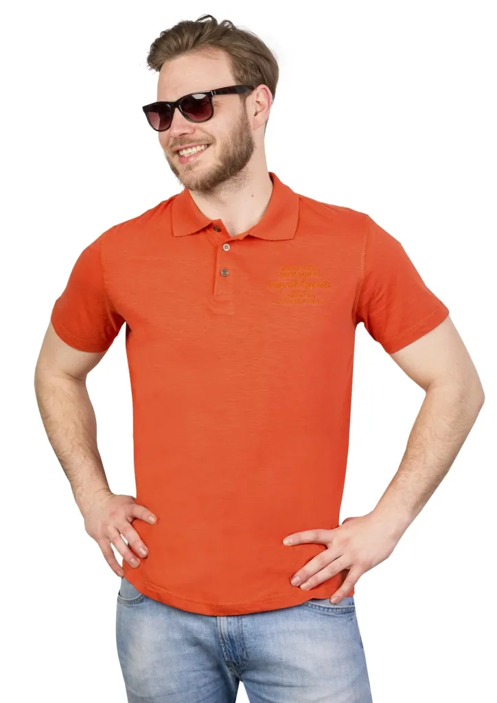 Poloshirt mit Knopfleiste, Farbe terra, Gr. M