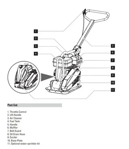 Vibrationsplatte für Benzin - 13000 N