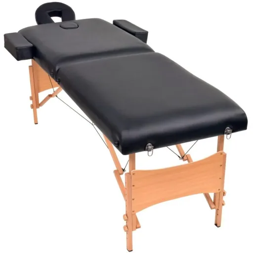 Klappbare Massageliege 2 Zonen 10 cm dick schwarz