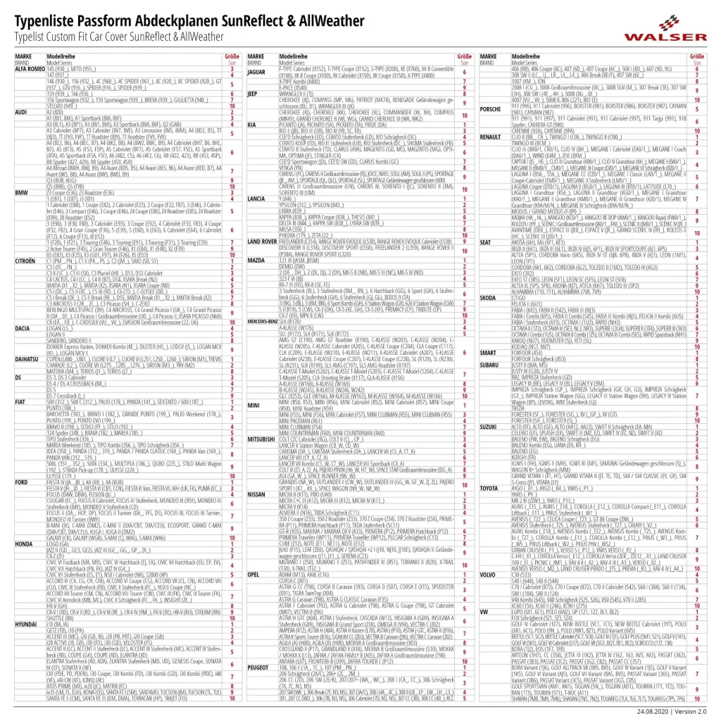 Autoabdeckplane all weather - Größe 6 - 482x180x144cm - PVC beschichtet