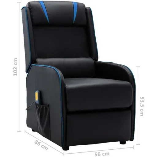 Massagesessel verstellbar Kunstleder schwarz und blau