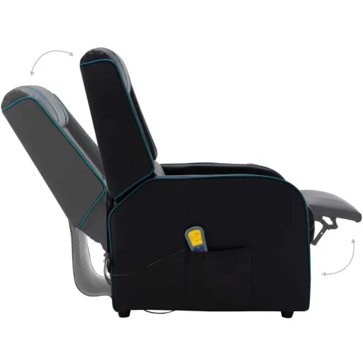 Massagesessel verstellbar Kunstleder schwarz und blau