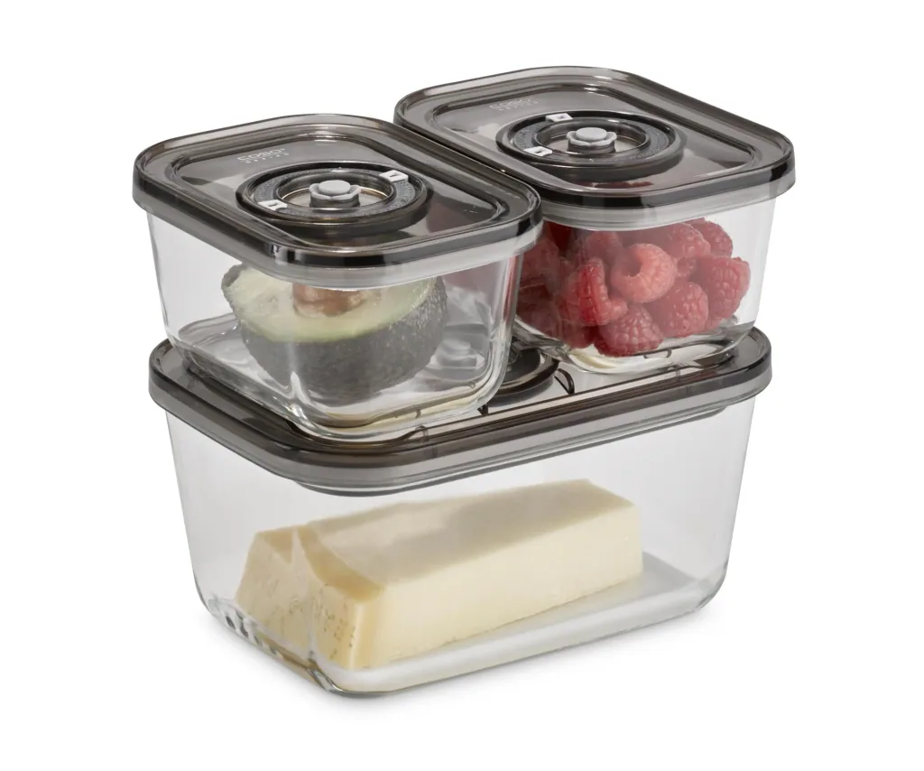 Vakuum-Frischebehälter, 3er Set - 1 x 1500 ml und 2 x 500 ml