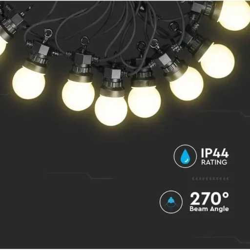 VT-71020 Lichterkette - Wasserdicht - 20 LED-Lampen - 3000K - 10M