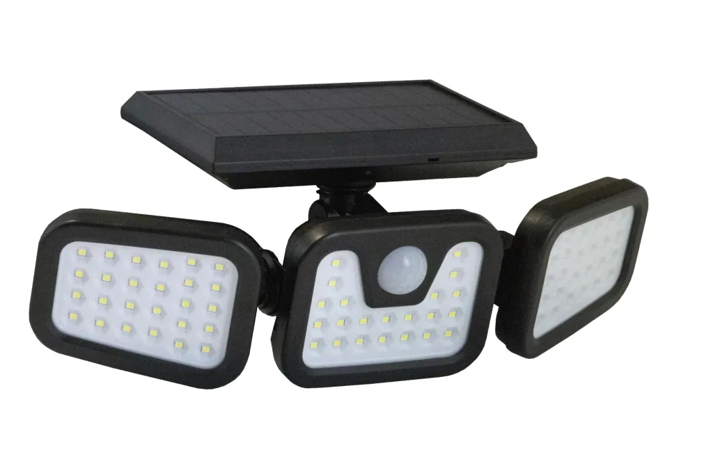 LED Solar Wandlicht mit 3 ausrichtbaren Lichtfeldern und Bewegungsmelder
