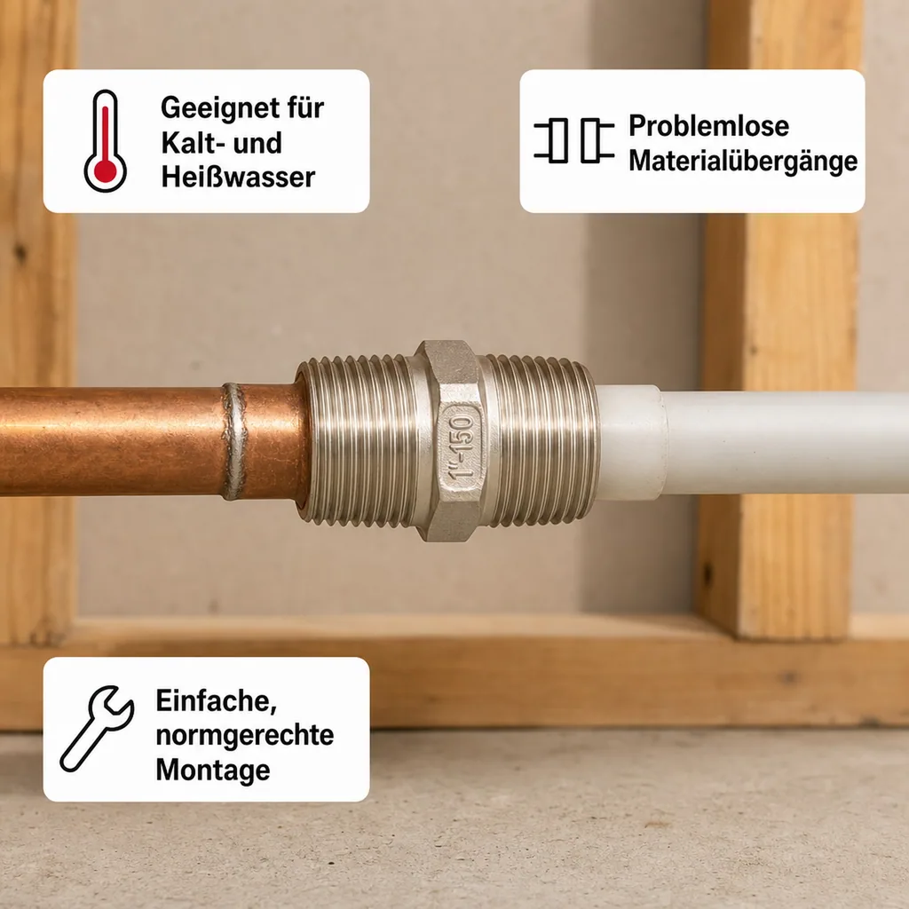 Edelstahl Doppelnippel, Gewindefitting Edelstahl 1 Zoll, Rohrnippel V4A