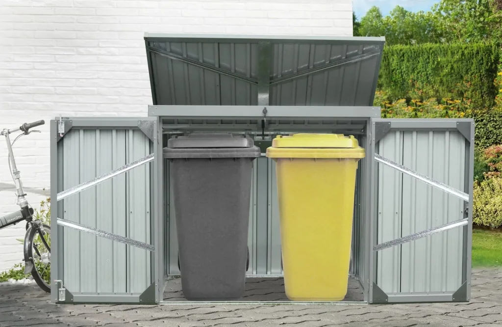 Westmann Metall Mülltonnenbox 2-fach anthrazit/lichtgrau, 101x158x134 cm