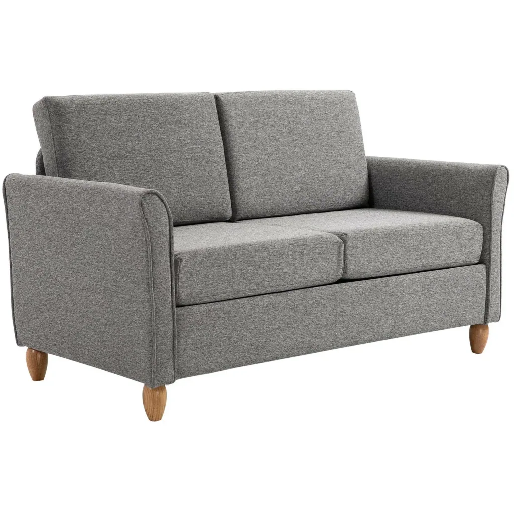 Doppelsofa Sofa 2-Sitzer Zweisitzer mit Kissen 200 kg Belastbarkeit Leinen Holzfüße Hellgrau 141 x 65 x 78 cm