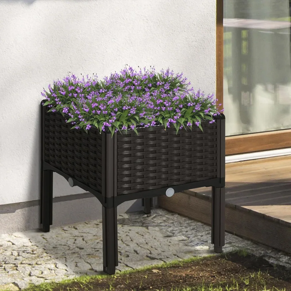 Hochbeet in Rattan-Optik dunkelbraun