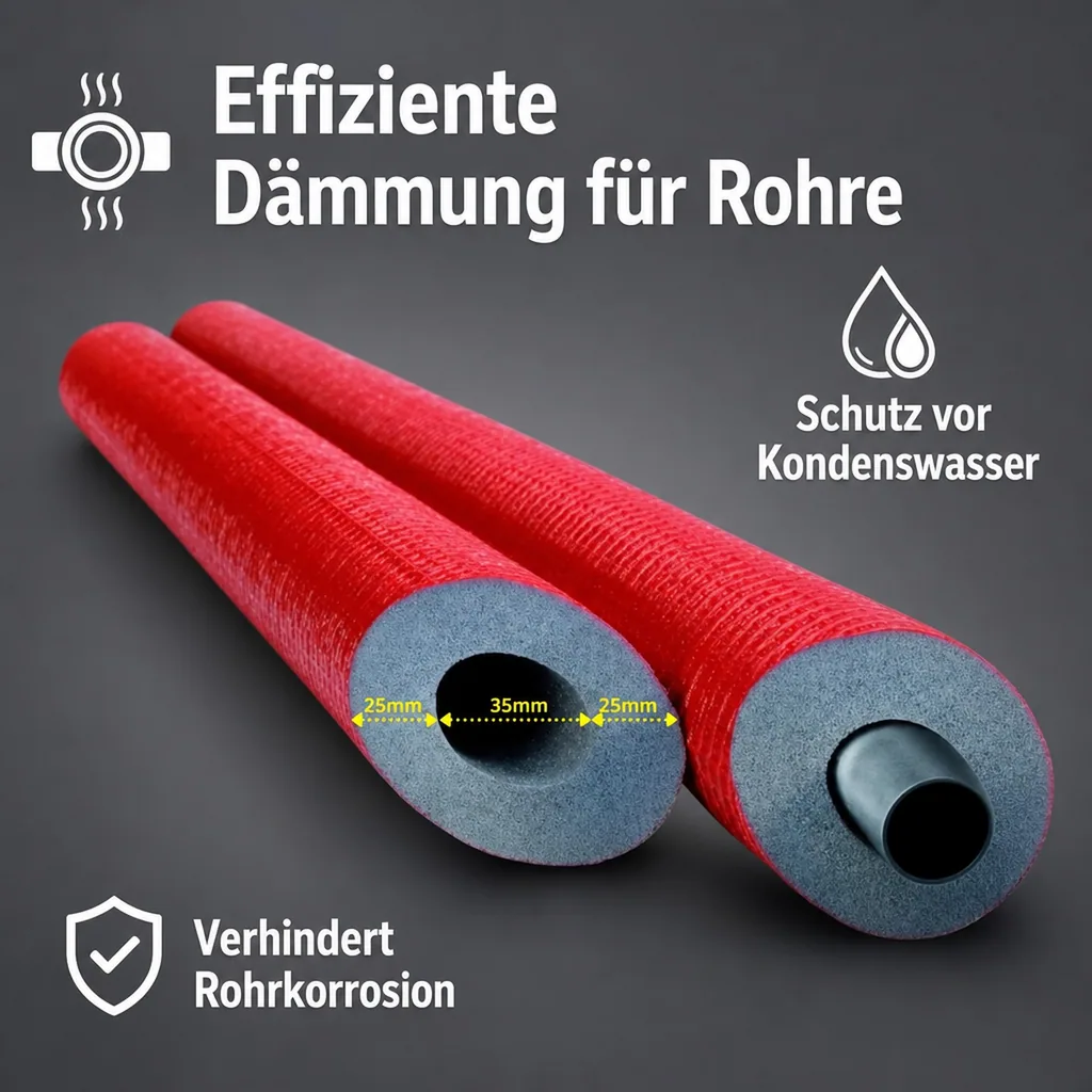 Rohrisolierung 35mm, Heizungsrohrisolierung, 2m, grau, flexibel Rohrisolierung